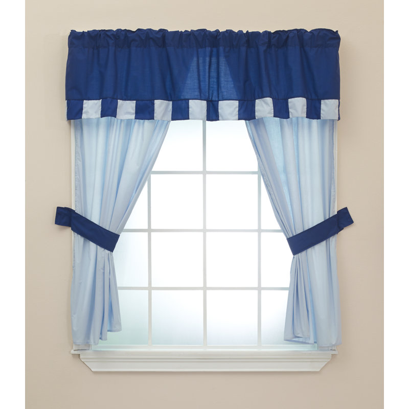 Izzo Cotton Blend Kitchen Curtain, Blue