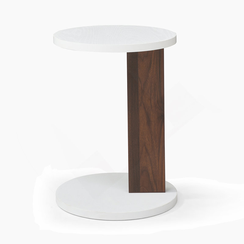 Table de bout en forme de C, petite table d'appoint pour canapé, table de canapé avec cadre en bois pour le salon, la chambre à coucher, le chevet