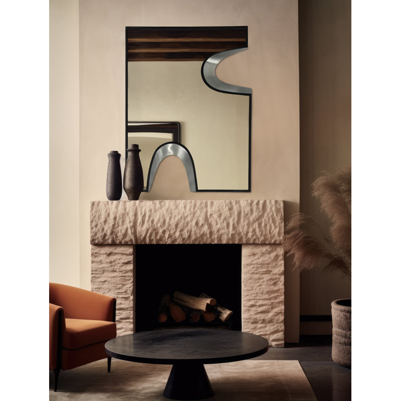 Soleil Bulow Rectangle Wall Mirror, Black/Silver, 48" x 36"