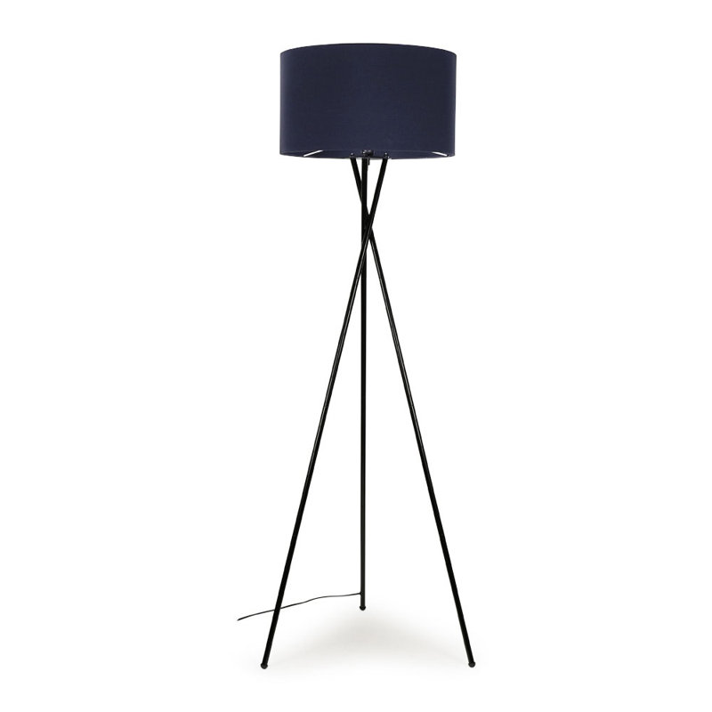 Misner 155cm Camden Tripod Floor Lamp with Large Reni Shade, Black , Black, No