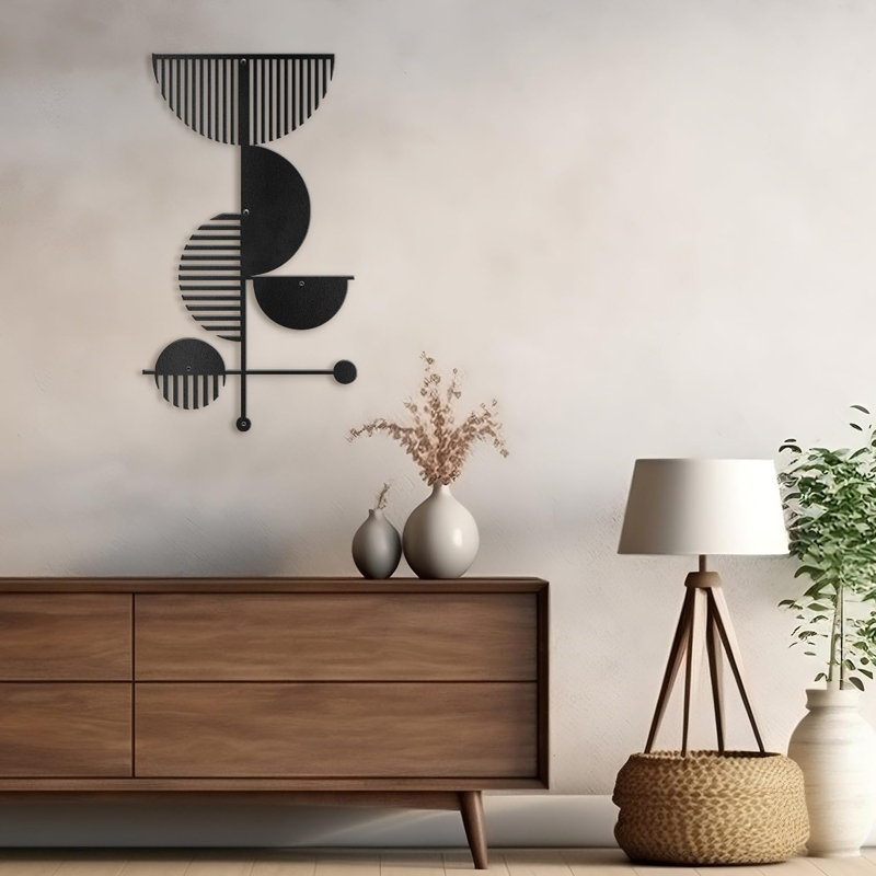 Décoration murale en métal, Noir, H 24 po x l 12 po x P 0,05 po