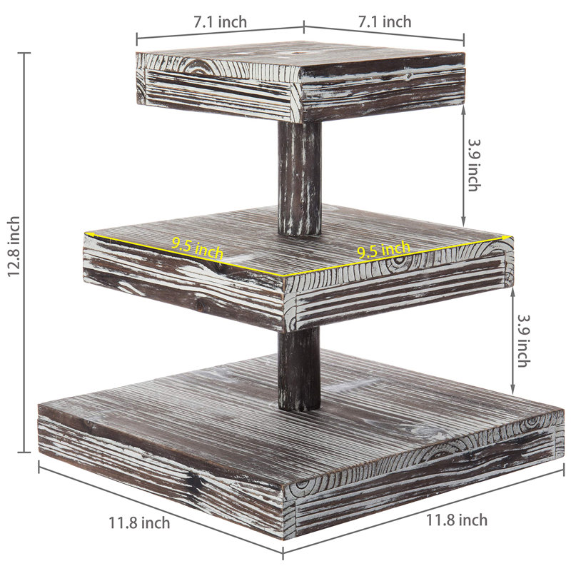 3-Tier Torched Wood Dessert/Appetizer Stand