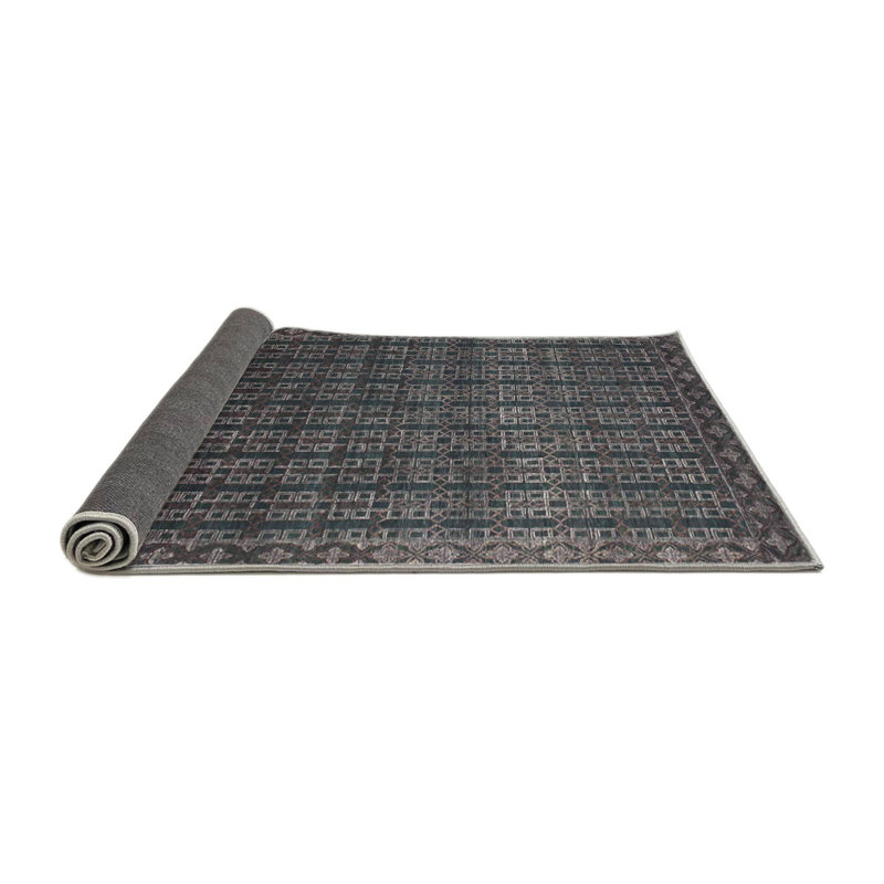 Tapis de zone noire contemporaine, Rond 8 pi