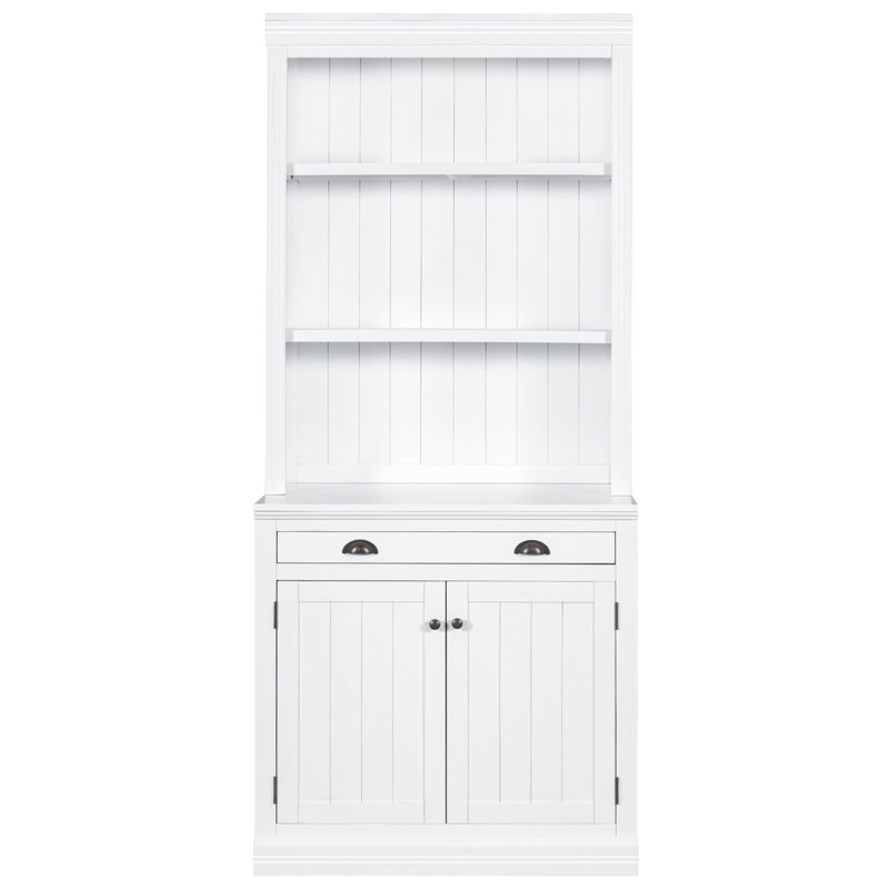 83.4"Tall Bookshelf Suite, Modern Bookcase Suite with LED Lighting,Doors and Drawers,2-Piece Set