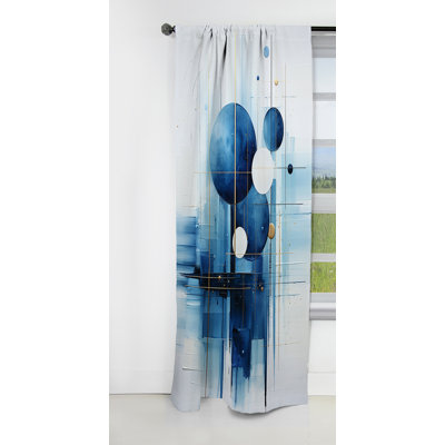 Panneau de rideau côtier, motif occultant bleu et blanc - formes nautiques bleues et blanches I