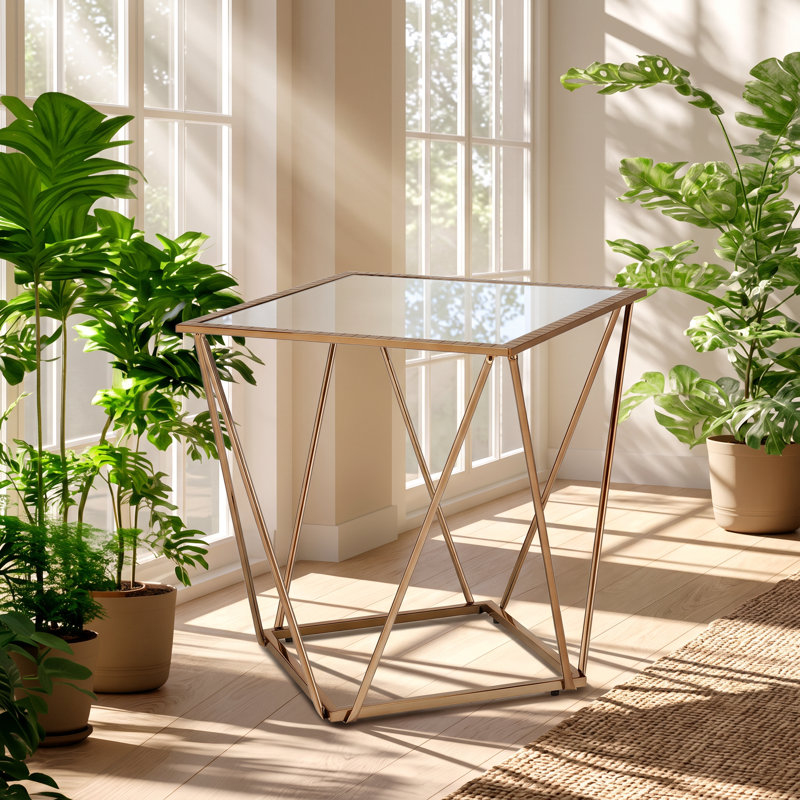 Table de bout carrée en métal l 22 po x P 22 po x H Fogya