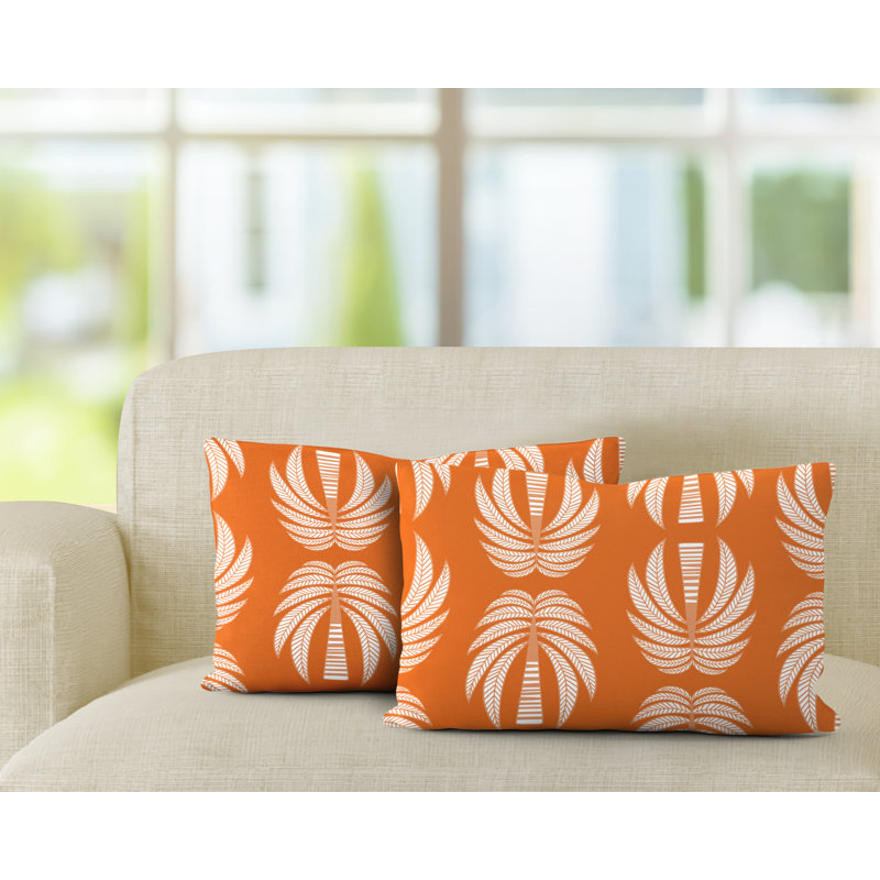 Polyester / Mélange de polyester Housse de coussin rectangulaire intérieure / extérieure lombaire et insert, Orange
