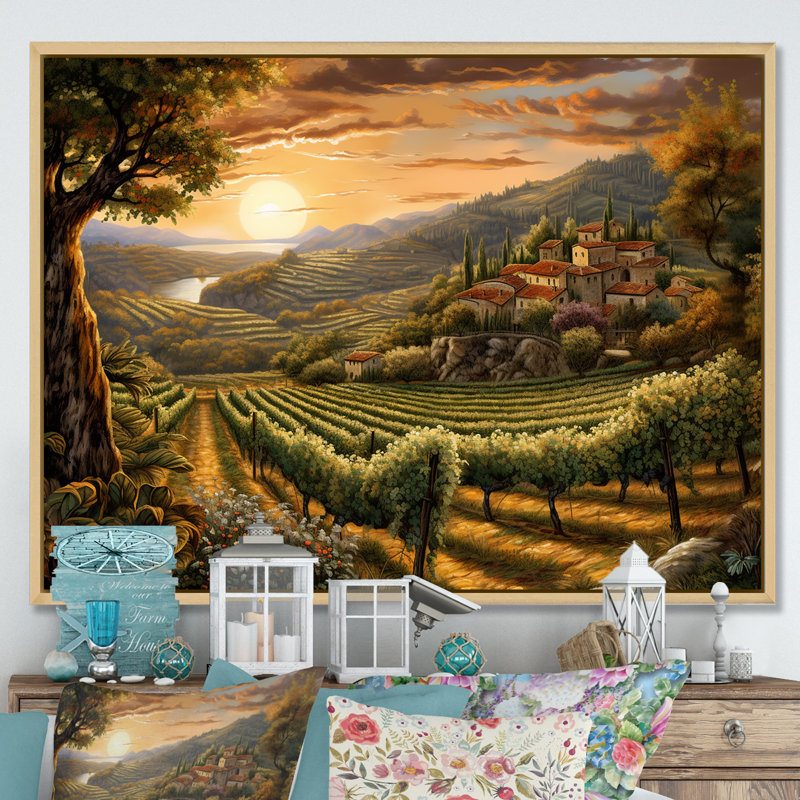 «Vineyard Charm», impression sur toile encadrée, H 34 po x l 44 po x P 1,5 po, Cadre naturel flottant