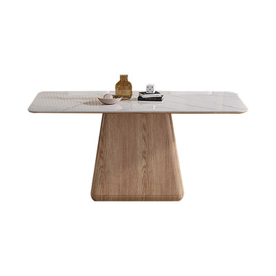 Modern White Rectangular Solid Wood Sintered Stone tabletop Dining Table