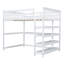 Lit mezzanine double blanc avec bureau polyvalent et solutions de rangement classiques