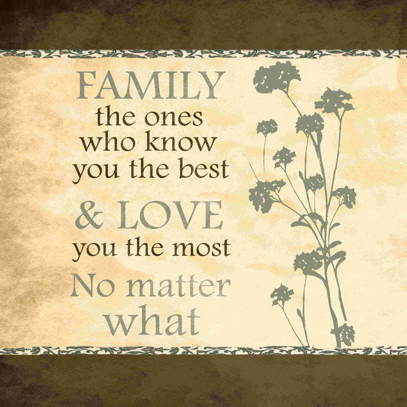 «Family Love Blue Flower», art textuel sur toile tendue, H 12 po x l 12 po