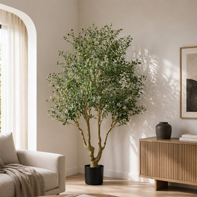 8 Ft Artificial Olive Tree with Pot for Indoor and Outdoor Decor