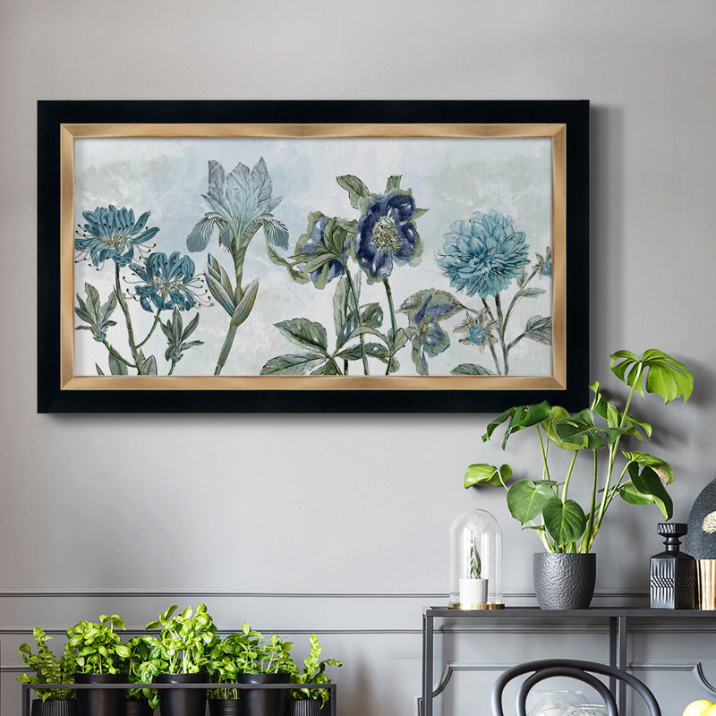 Rétro nuances de bleu - reproduction d'un cadre photo sur toile, H 25 po x l 45 po x P 1 po