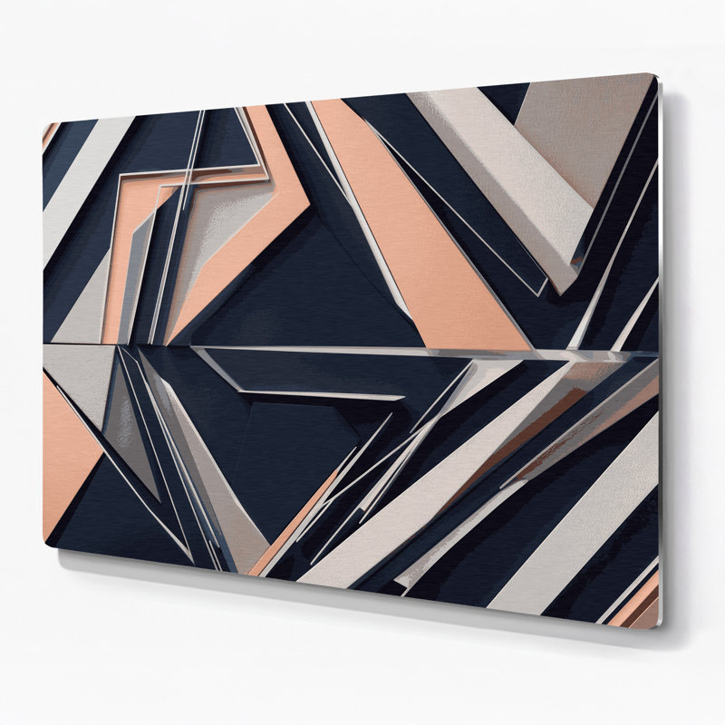 «Geometric Abstraction 96», art mural gris en métal, H 11 po x l 14 po