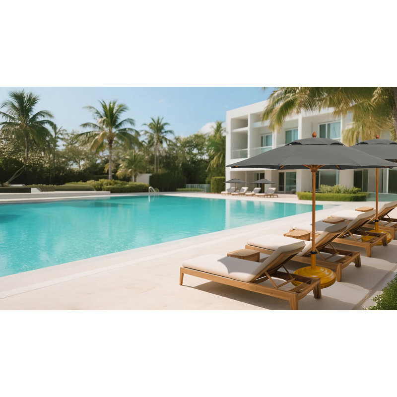 Parasol de marché 9 pi Prestige, Teck, Sunbrella® gris anthracite