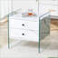 Table de chevet à double tiroir avec verre trempé Panneau de fibres à densité moyenne - Rangement pour chambre à coucher moderne