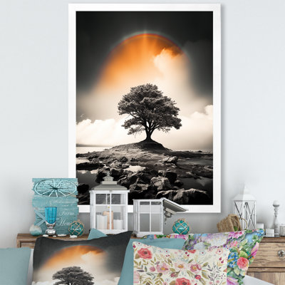 " Rainbow Colorful Contrast Grey Tree Landscape "