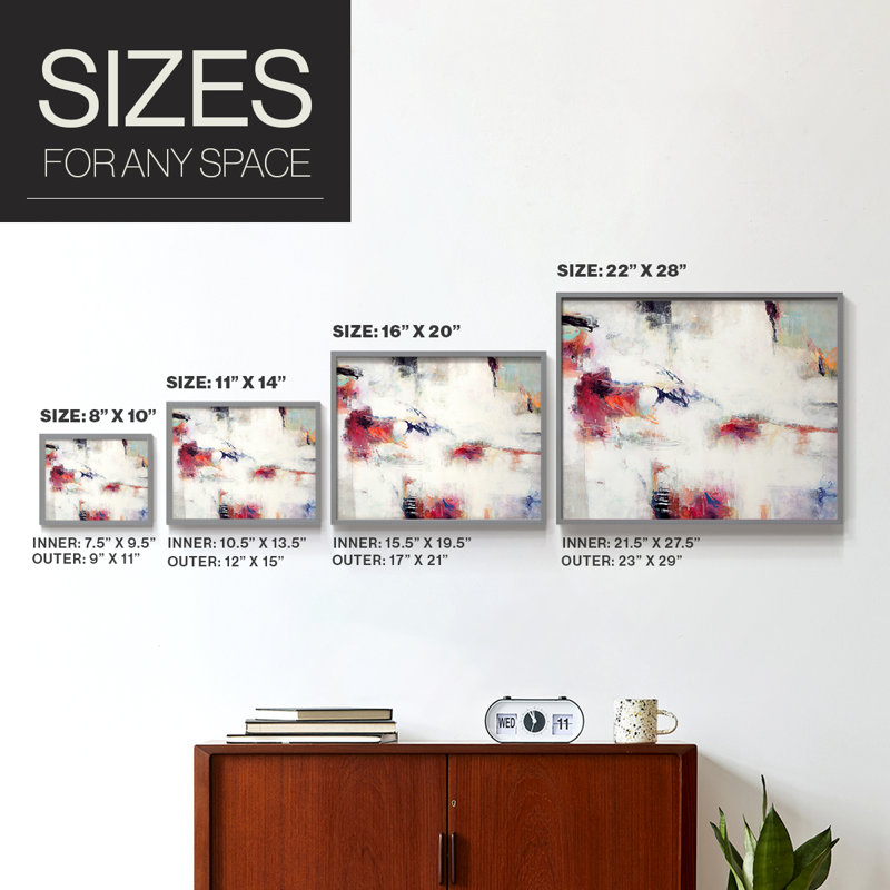 Back to Basics -Framed Print - Restickable, 16" H x 20" W, Grey