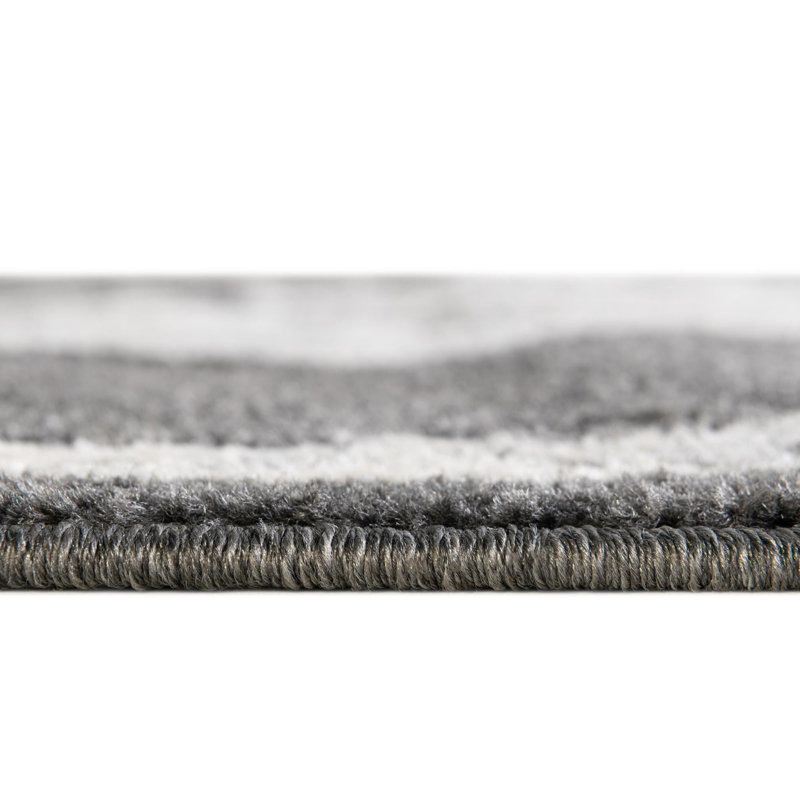 Tapis oriental gris en polypropylène de 5 pi x 5 pi Octagon, Rectangle 2 pi x 3 pi