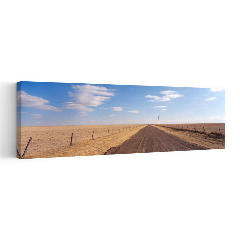 Country Road Passing Through A Landscape Texas Panhandle Texas USA by Gary Irving - Wrapped Canvas Panoramic Print