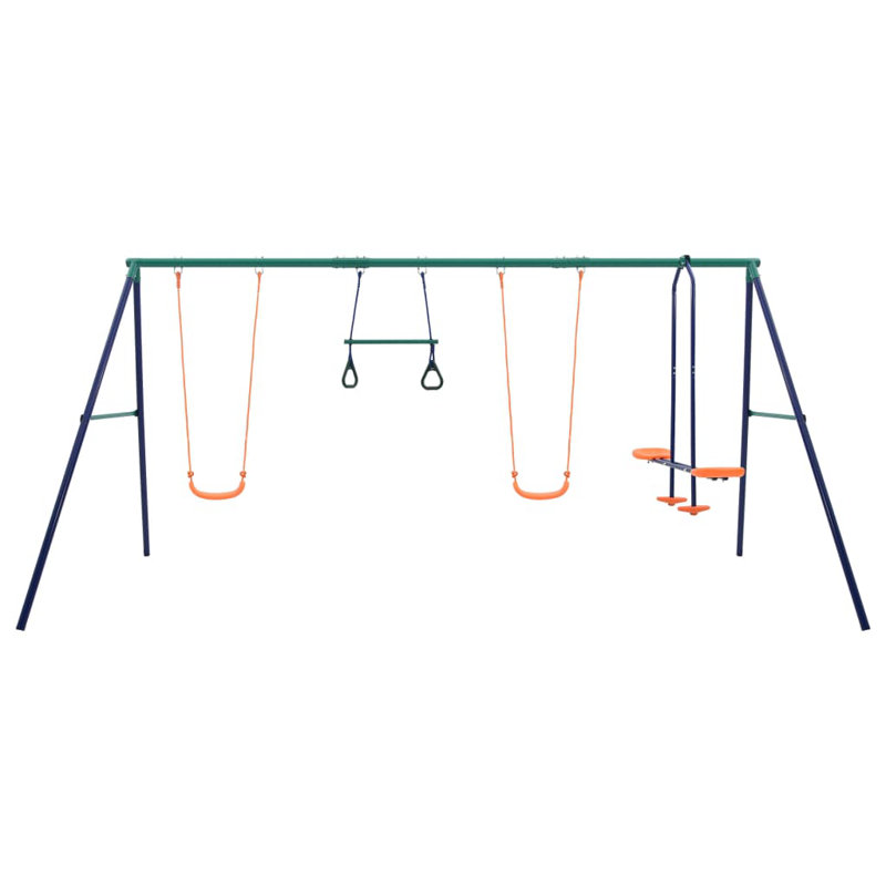 Egbert Swing Set with Gymnastic Rings and 4 Seats Steel