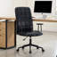 Fauteuil de bureau en polyuréthane à haut dossier - hauteur réglable, pivotement à 360 °, siège en mousse souple, accoudoirs, structure et roues noires - Fauteuil de direction rétro pour bureau personnel, bureau ou espace de travail-112744211
