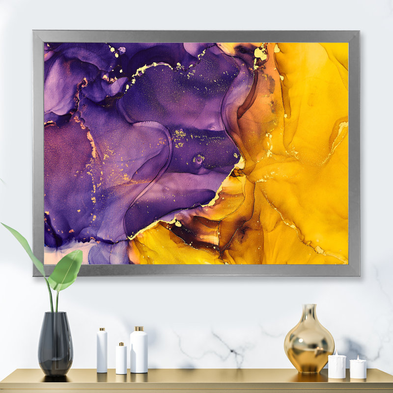 «Mauve et or», impression sur toile, H 34 po x l 44 po, Cadre photo argenté