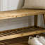 Banc de hall d'entrée en bois massif, banc de bout long à 2 niveaux