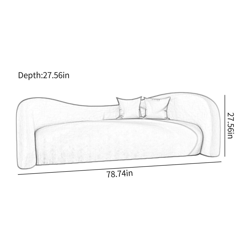 Canapé clair de luxe de style crème, H 27,56 po x l 78,74 po x P 27,56 po, Orange / blanc cassé