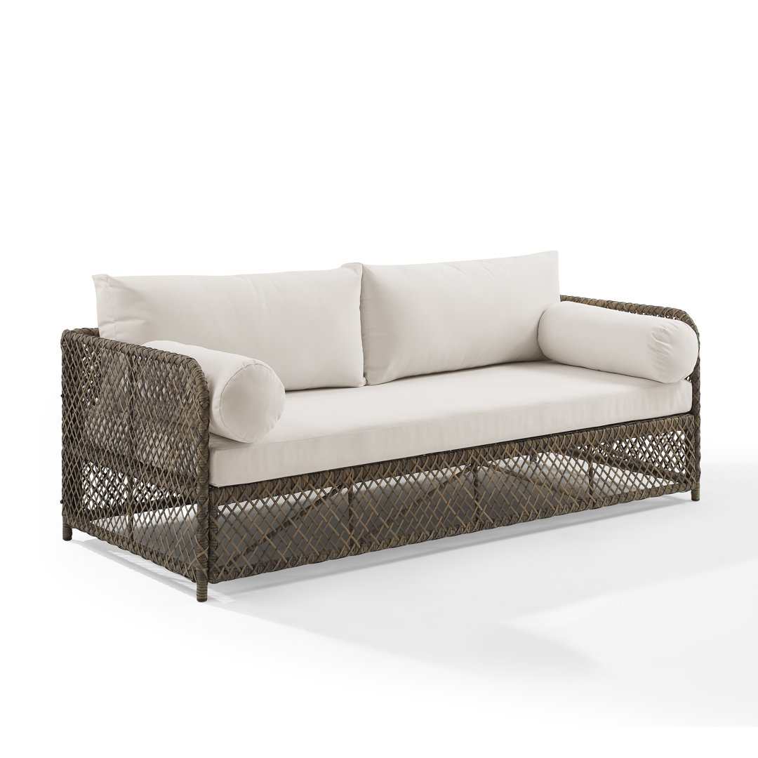 75.75'' Wide Straight Metal Patio Sofa with Cushions Bay Isle Home™