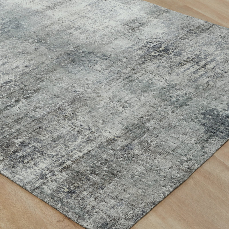 Elements Storm Gray Handmade Area Rug, Rectangle 9'6" x 13'