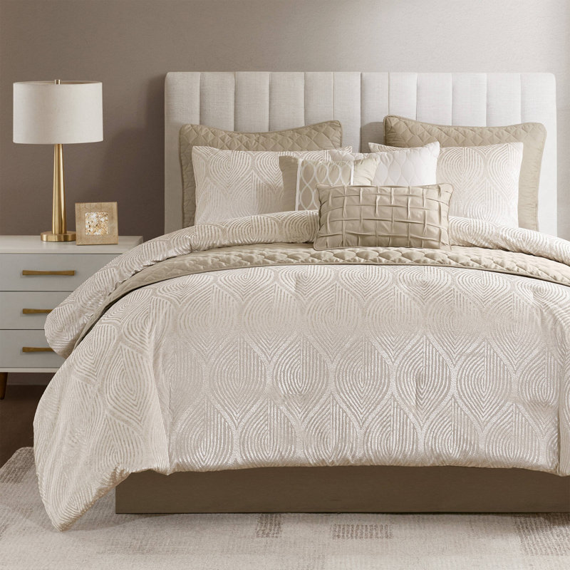 Ensemble d'édredon doux et confortable, King Duvet Cover + 9 Additional Pieces, Champagne
