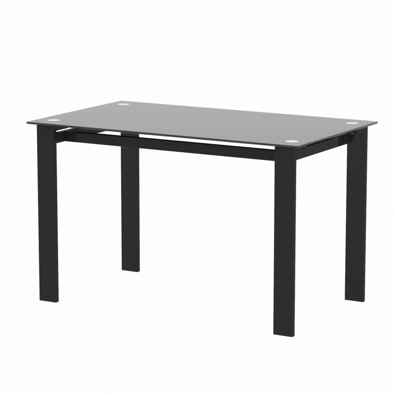 Modern Tempered Glass Dining Table With Iron Tube Frame, Durable And Stylish For Various Spaces., 29.53”H x 47.24”L x 27.56”W