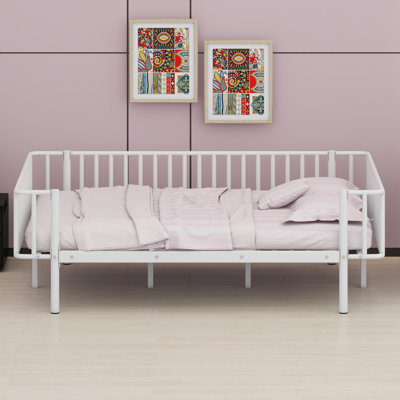 Heavy-Duty Metal Slat Frame Daybed with Sofa-Style Design