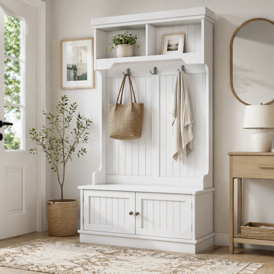 Hall Tree with Storage Shoe Bench for Entryway and Hallway, 4-in-1 Design Coat Racks with Hooks