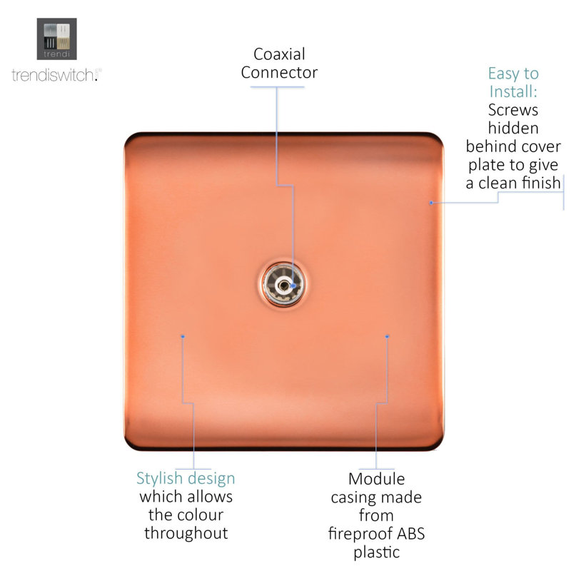 Trendi Switch 1 Gang Female Co-Axial Television Socket, Copper