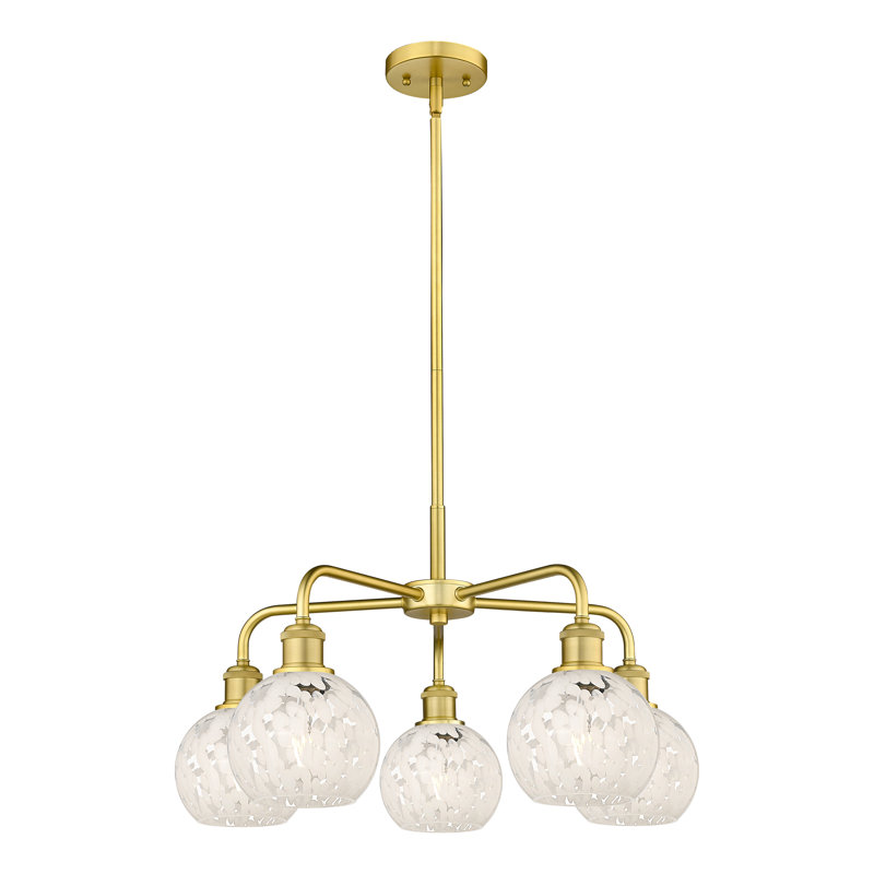 Bellagrace 5 - Light Dimmable Globe Chandelier, Satin Gold, 13.5" H x 24" W x 24" D