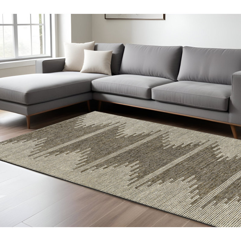 Tapis intérieur lavable abstrait ivoire 9 pi x 12 pi