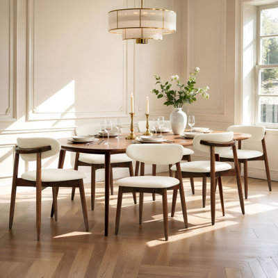 Modern Upholstered Dining Chair, Solid Wood Kitchen Chairs with Padded Seat and Back for Dining Room, Comfortable Design in Beige
