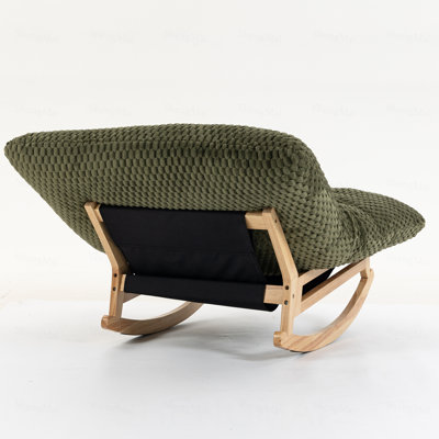 Fauteuil à billes berçant pour adultes avec structure en bois massif, canapé paresseux sans accoudoirs, canapé simple décontracté, tissu en velours côtelé, pour le salon et la chambre à coucher, avec dossier, siège simple