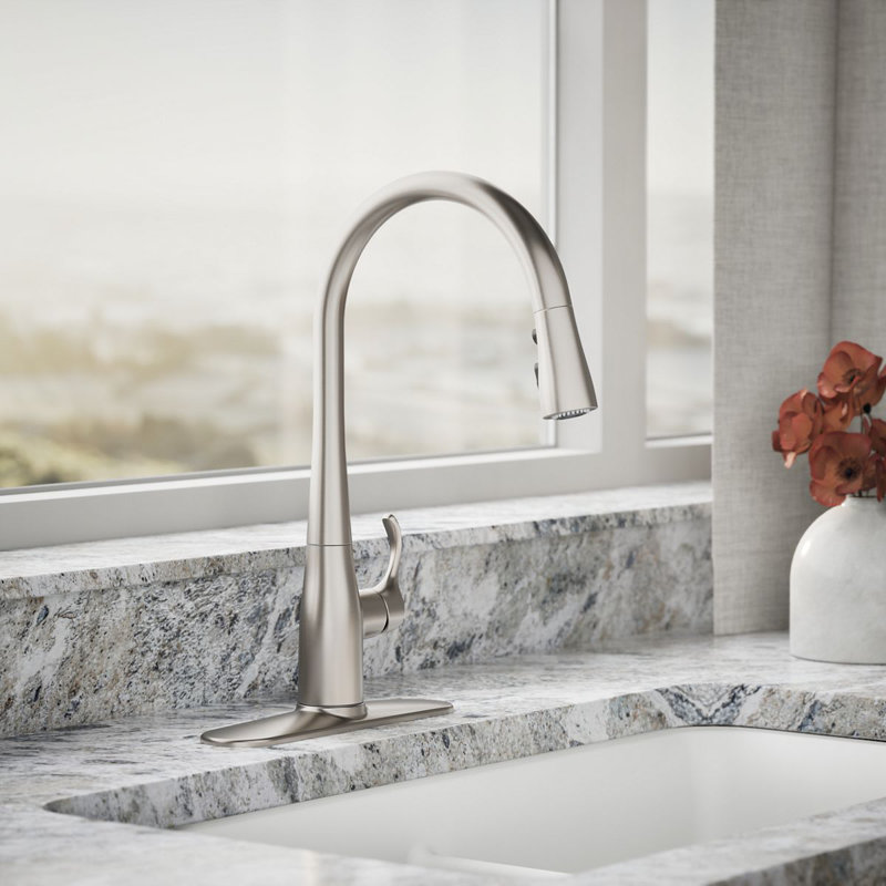 Simplice Pull Down Single Handle Kitchen Faucet, Vibrant Stainless