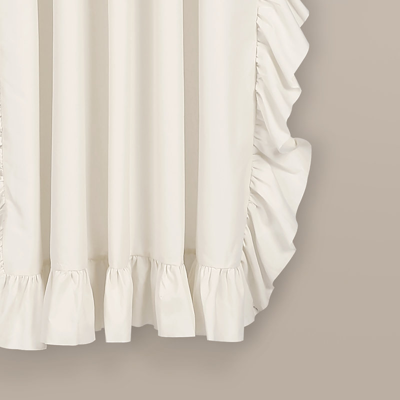 Pure White Ruffled Light-Filtering Cotton Polyester Curtains
