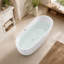 Baignoire de trempage autoportante 55 po sculptée blanche avec bordure blanc brillant-134417209-134417211