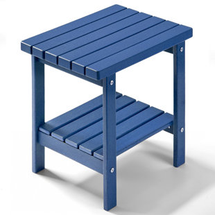 Table d'appoint d'extérieur rectangulaire en PEHD à 2 niveaux 17 po Taryn