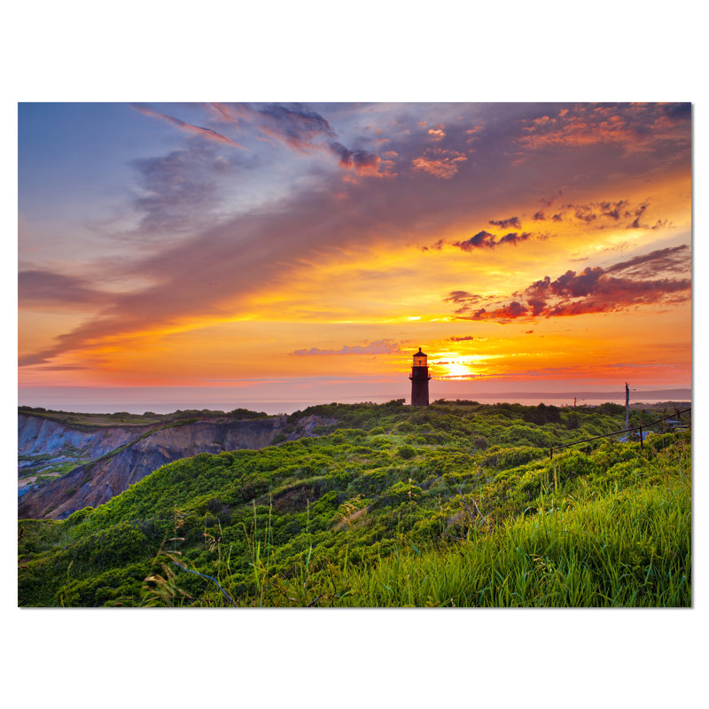 Lighthouse at Sunset Landscape Canvas Print, 12" x 20"