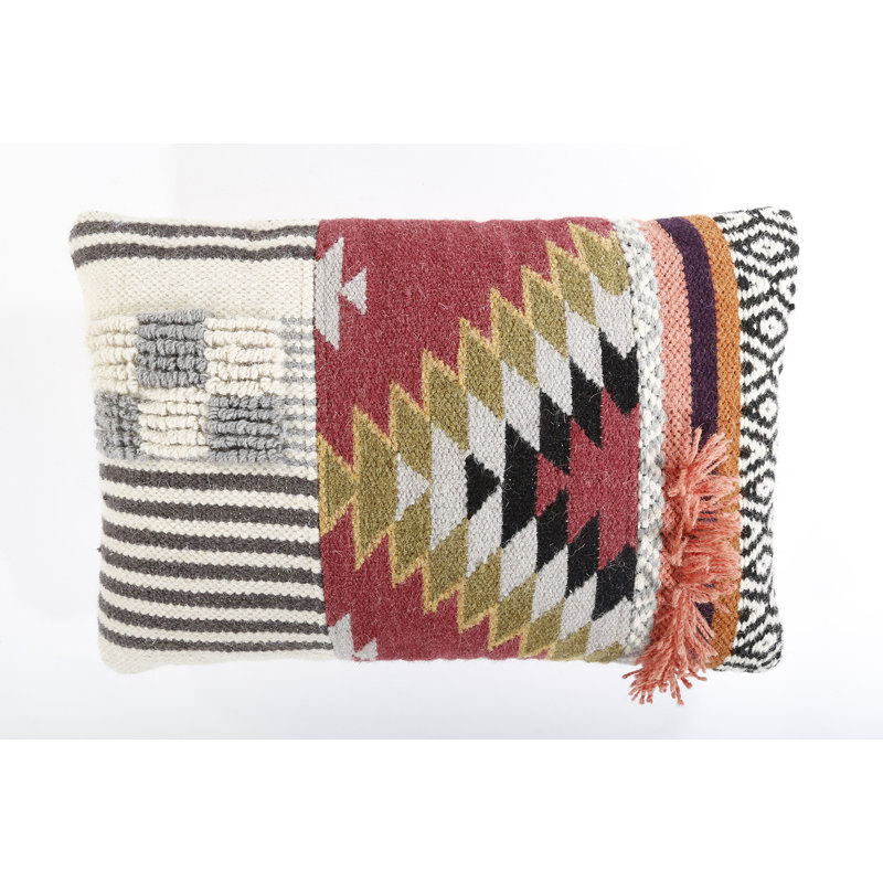 Carden Patchwork Jute / Sisal Reversible Throw Pillow