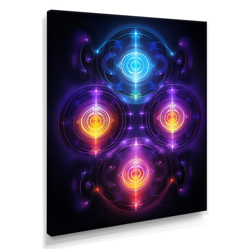 Chakra Cinquième mouvement méditation - art mural géométrique, salon, H 44 po x l 34 po x P 1,5 po, Toile tendue