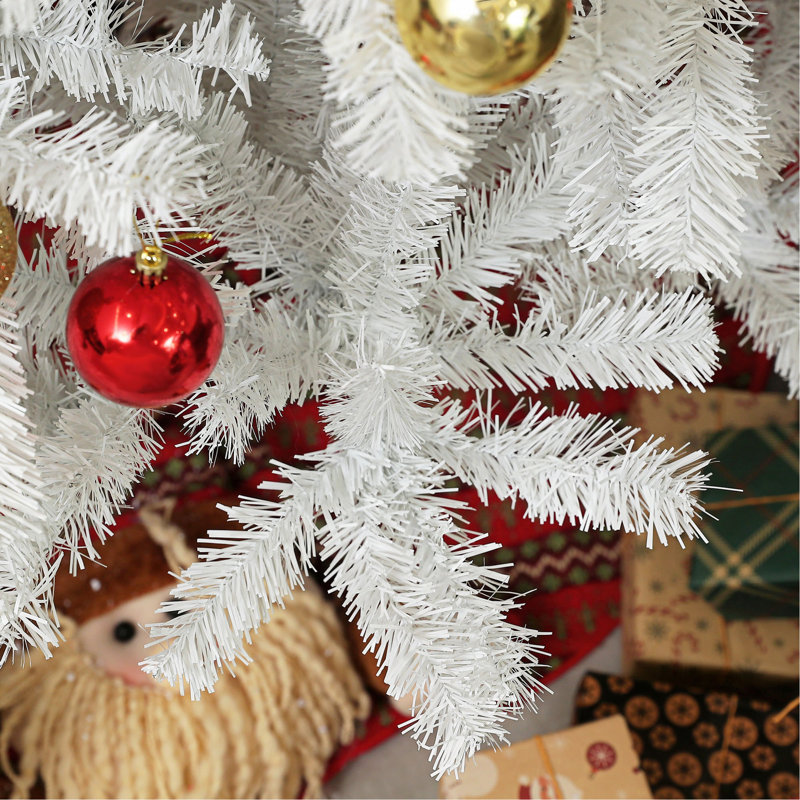 Arbre de Noël artificiel de 9 pi de hauteur, arbre de Noël non éclairé avec 2132 branches, ouverture automatique, base en acier, décoration des Fêtes pour bureau personnel, blanc
