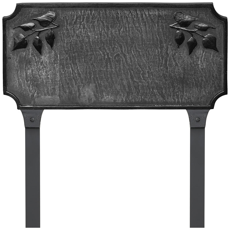 Camden Ivy One Line Address Sign Plaque with Lawn Stakes, Yes, Swedish Iron/Black