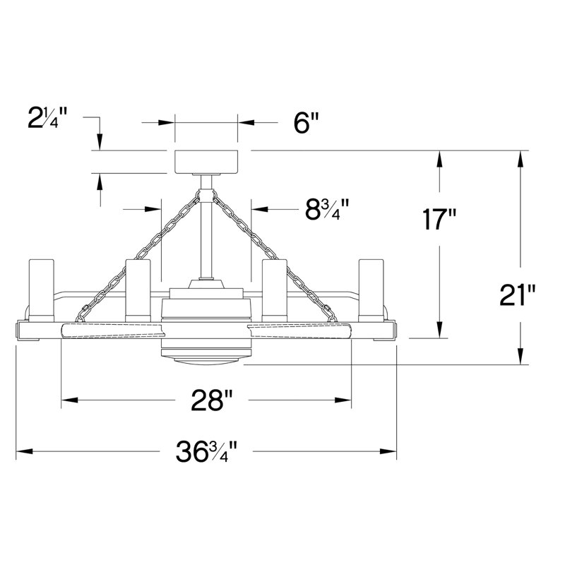 Sawyer 36" With 28" LED Fan, Matte Black, Driftwood